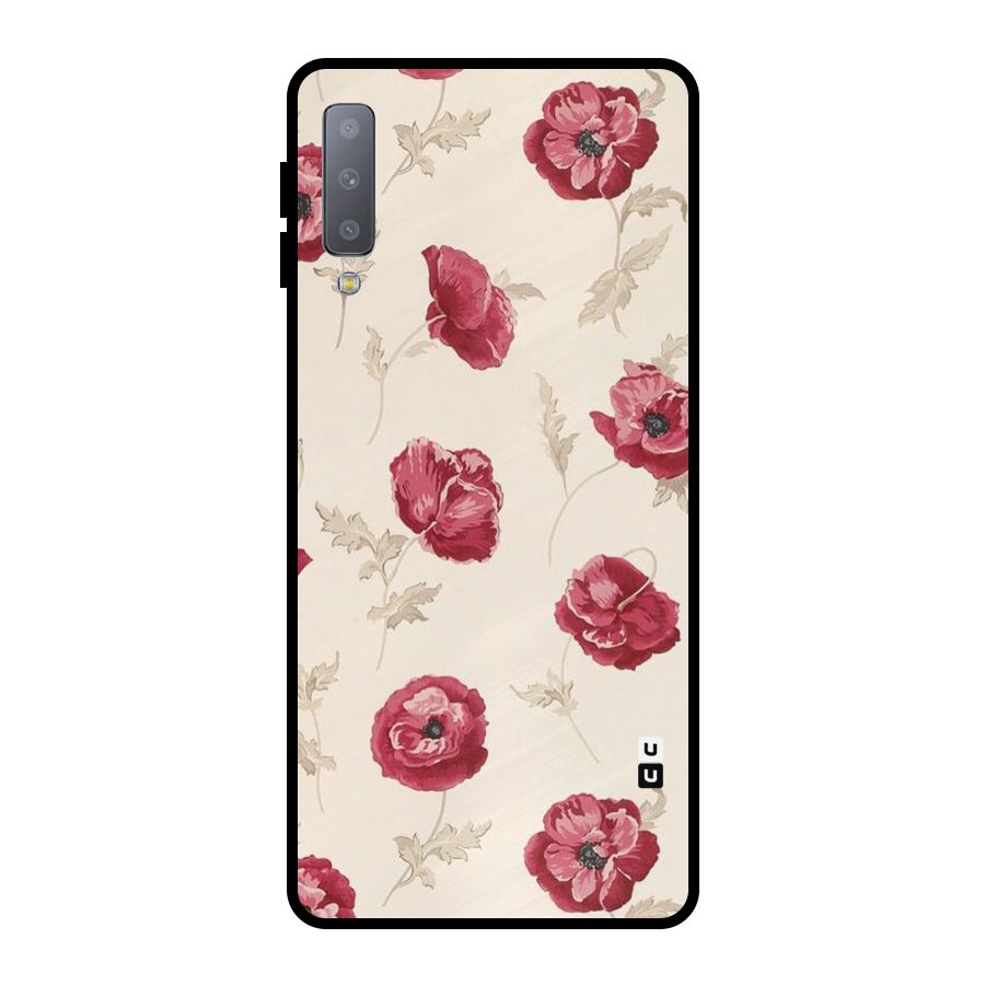 Red Rose Floral Art Metal Back Case for Galaxy A7 (2018)