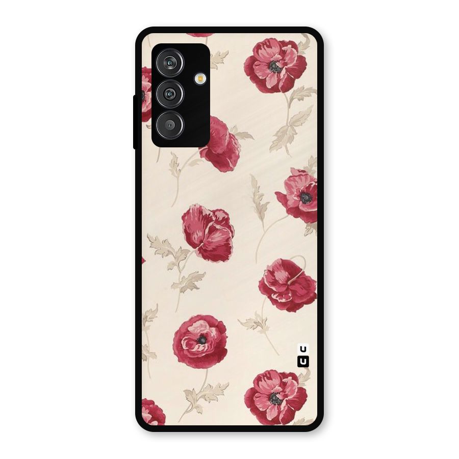 Red Rose Floral Art Metal Back Case for Galaxy F13