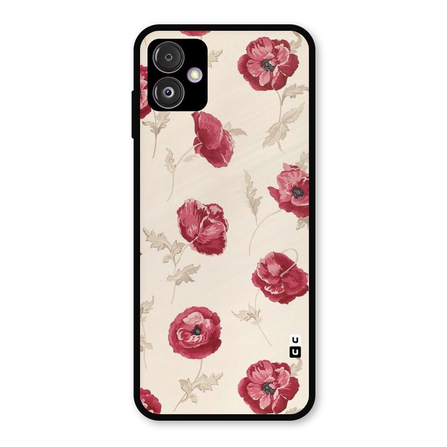 Red Rose Floral Art Metal Back Case for Galaxy F14