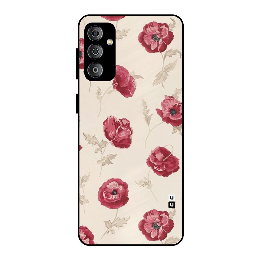 Red Rose Floral Art Metal Back Case for Galaxy F23