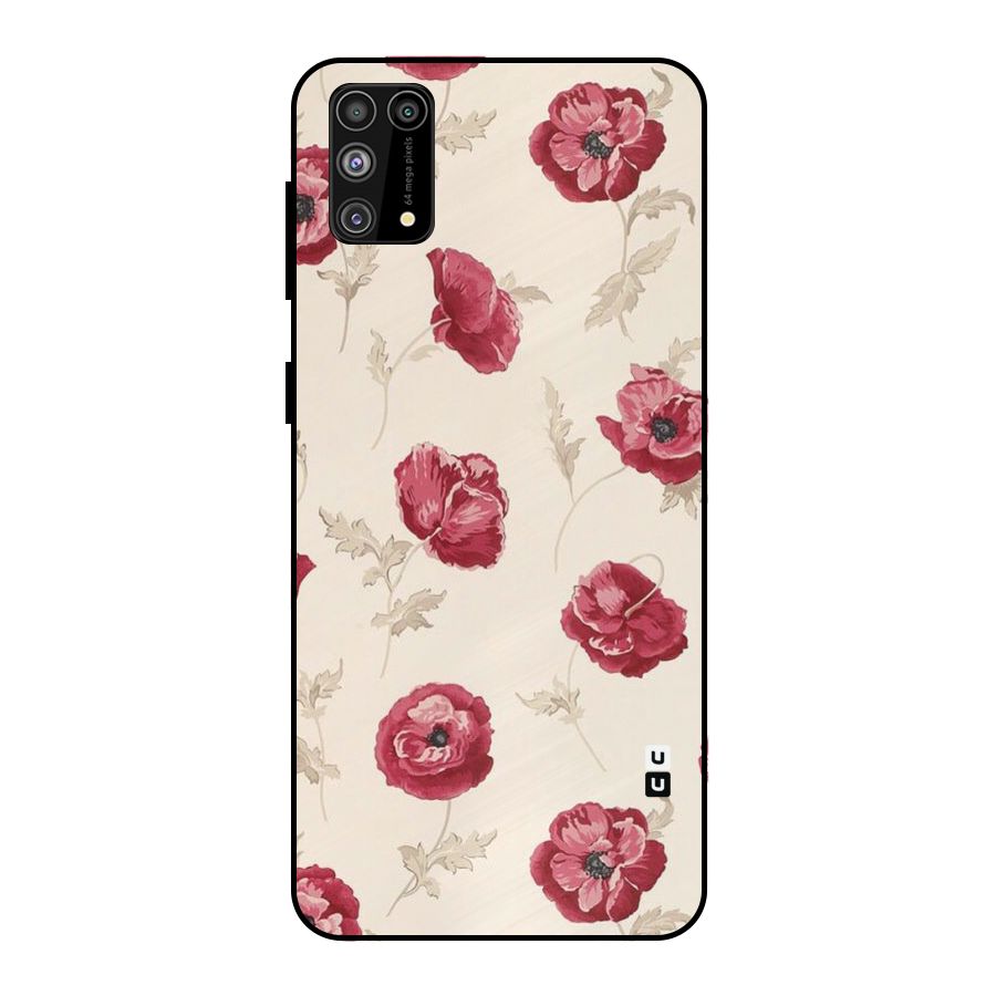 Red Rose Floral Art Metal Back Case for Galaxy F41