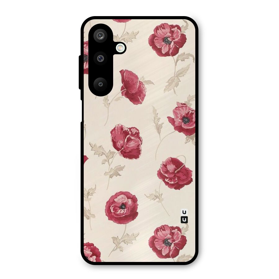 Red Rose Floral Art Metal Back Case for Galaxy M16