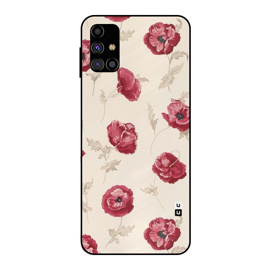Red Rose Floral Art Metal Back Case for Galaxy M31s