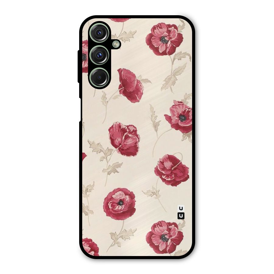 Red Rose Floral Art Metal Back Case for Galaxy M34