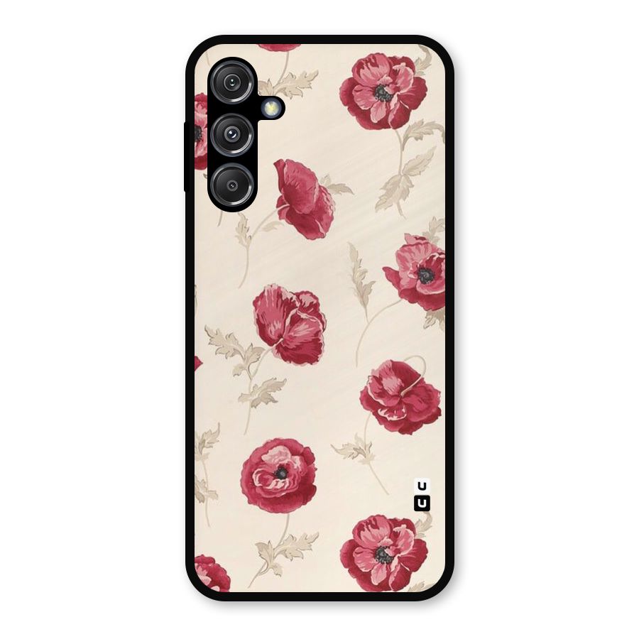Red Rose Floral Art Metal Back Case for Galaxy M34 5G