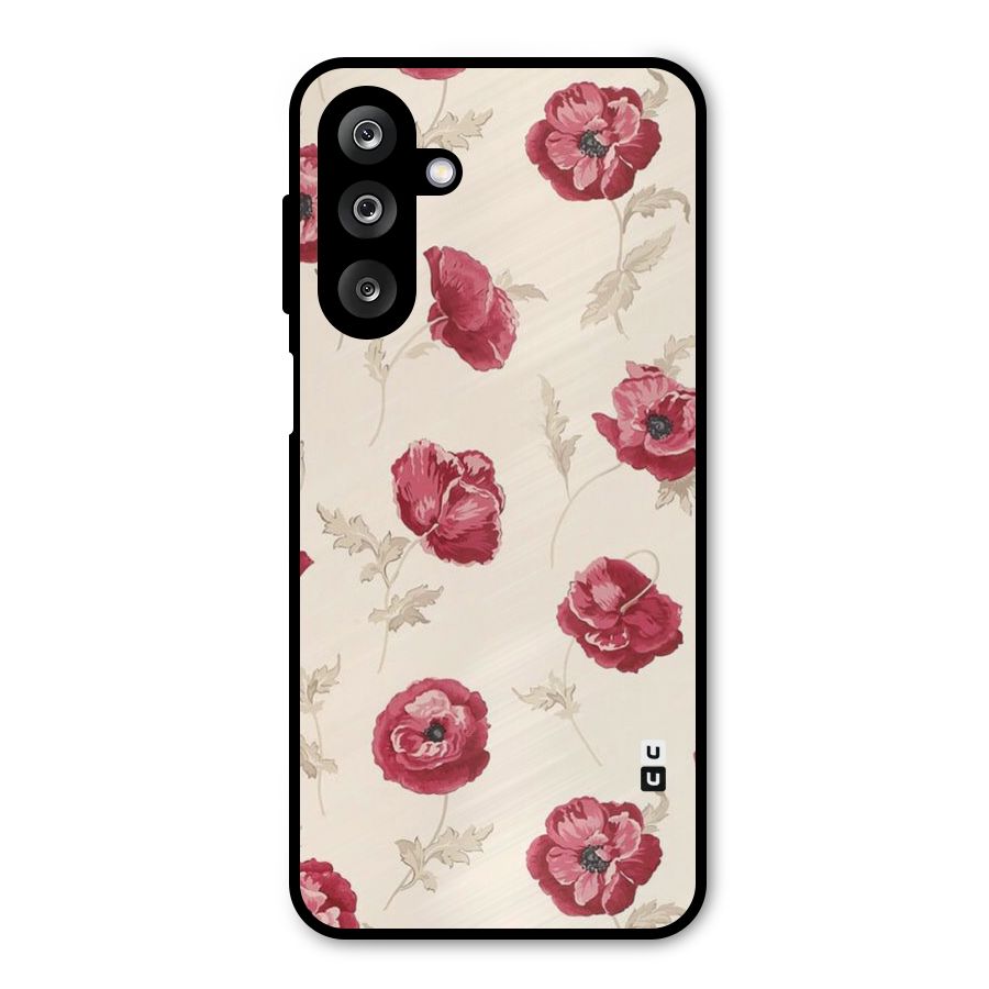 Red Rose Floral Art Metal Back Case for Galaxy M36
