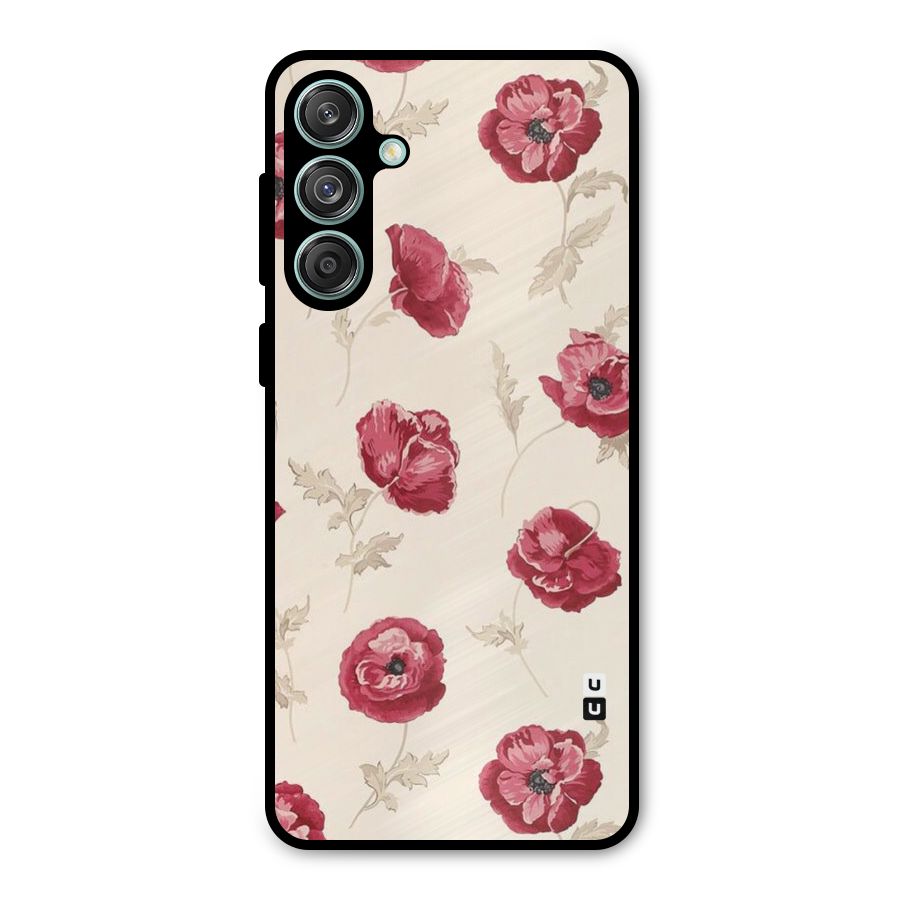 Red Rose Floral Art Metal Back Case for Galaxy M55 5G