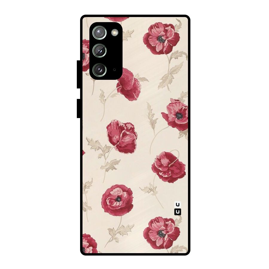 Red Rose Floral Art Metal Back Case for Galaxy Note 20