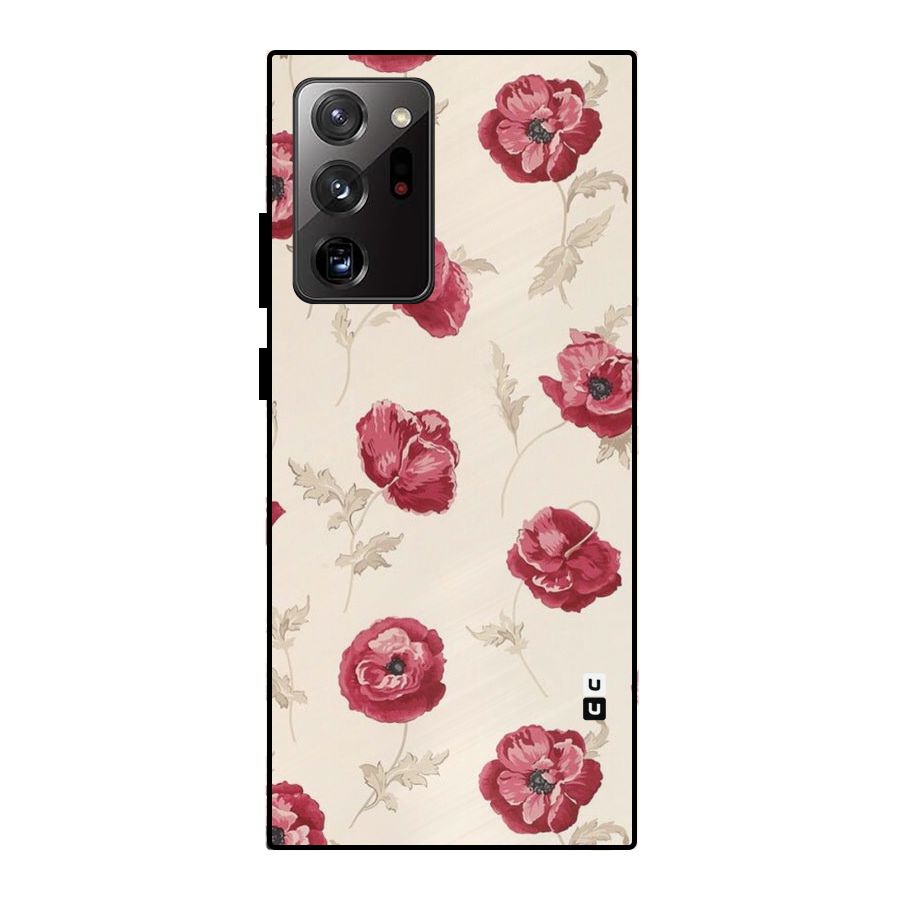 Red Rose Floral Art Metal Back Case for Galaxy Note 20 Ultra