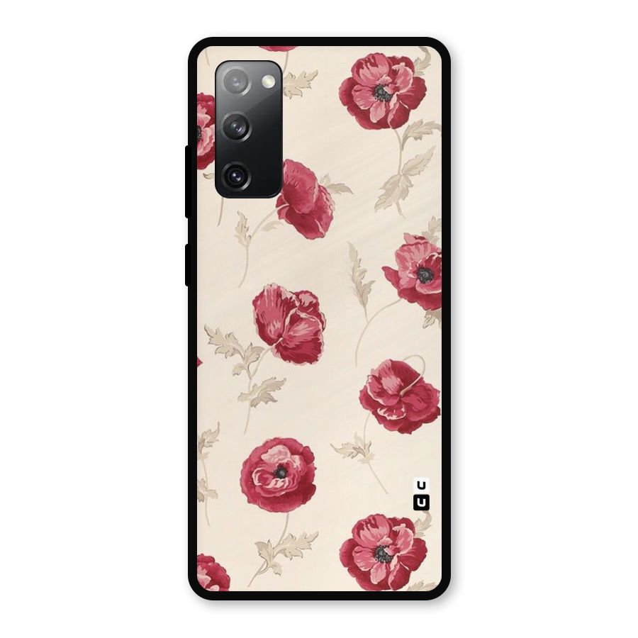 Red Rose Floral Art Metal Back Case for Galaxy S20 FE 5G