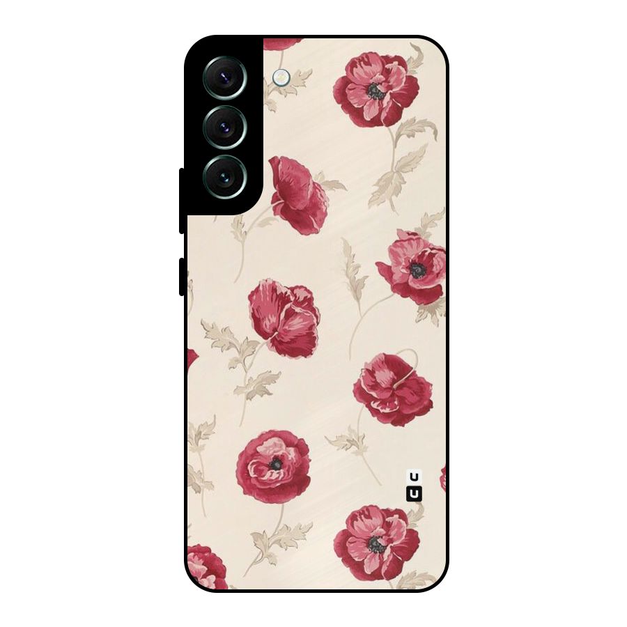 Red Rose Floral Art Metal Back Case for Galaxy S22 Plus 5G