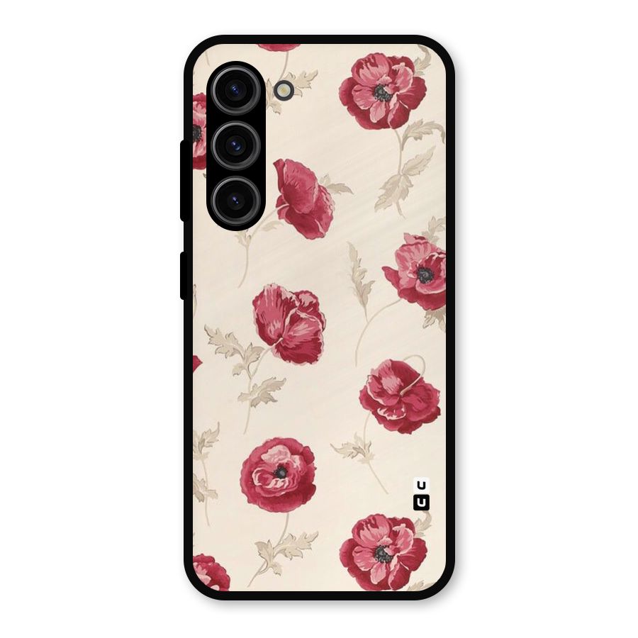Red Rose Floral Art Metal Back Case for Galaxy S23