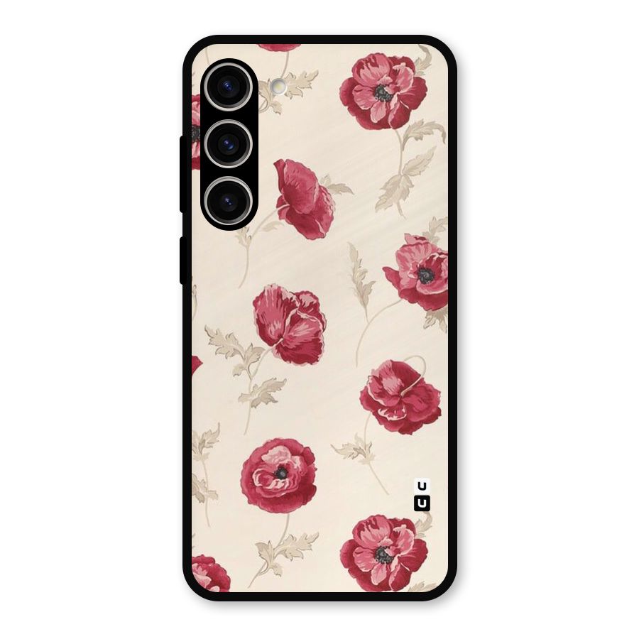 Red Rose Floral Art Metal Back Case for Galaxy S23 Plus