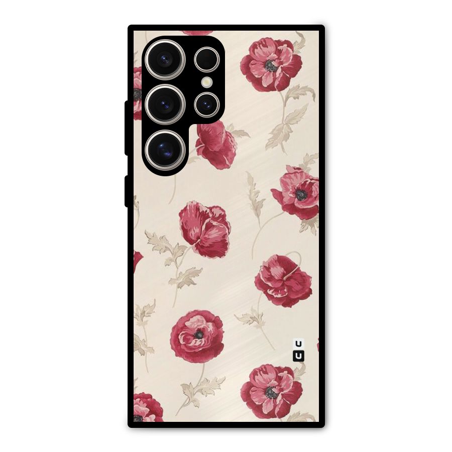 Red Rose Floral Art Metal Back Case for Galaxy S24 Ultra