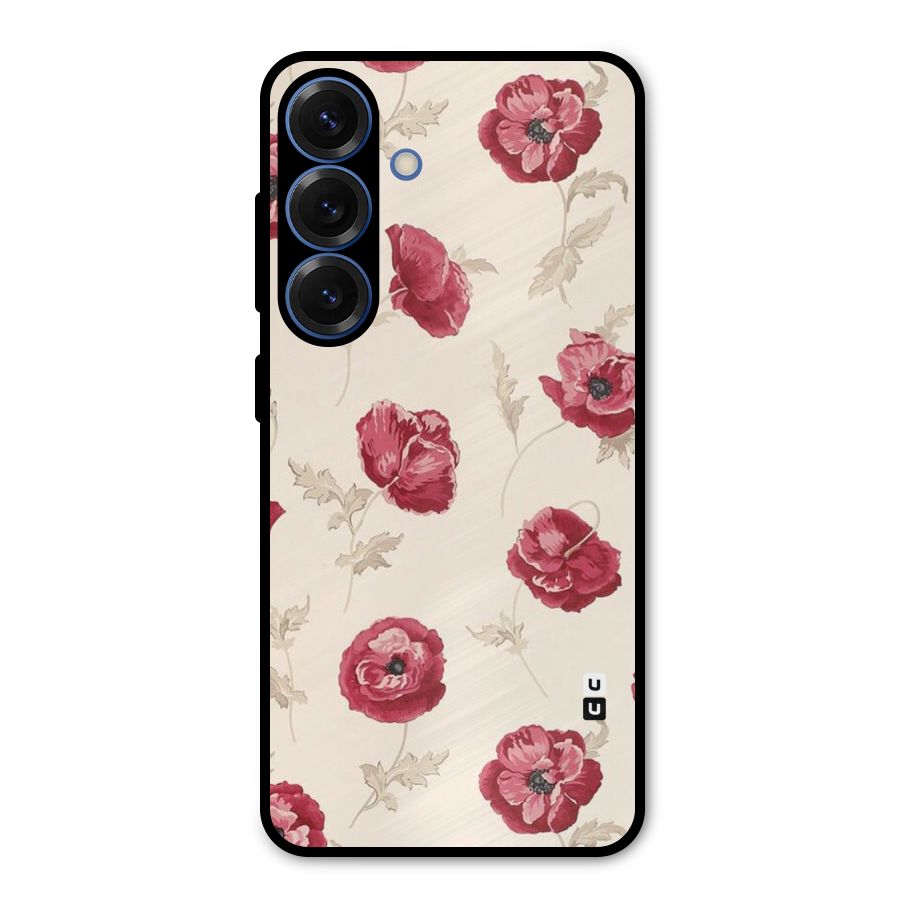 Red Rose Floral Art Metal Back Case for Galaxy S25