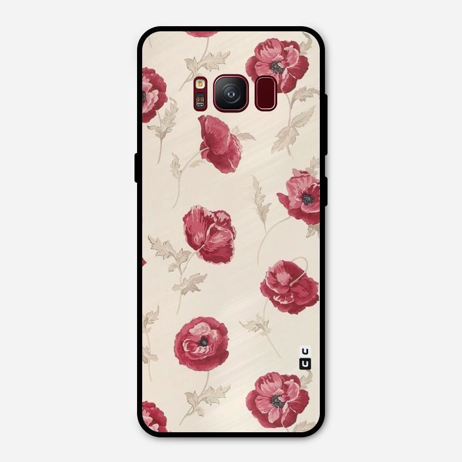 Red Rose Floral Art Metal Back Case for Galaxy S8