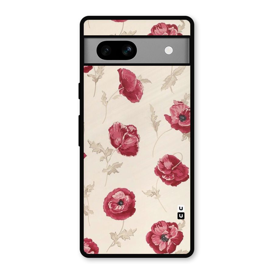 Red Rose Floral Art Metal Back Case for Google Pixel 7a