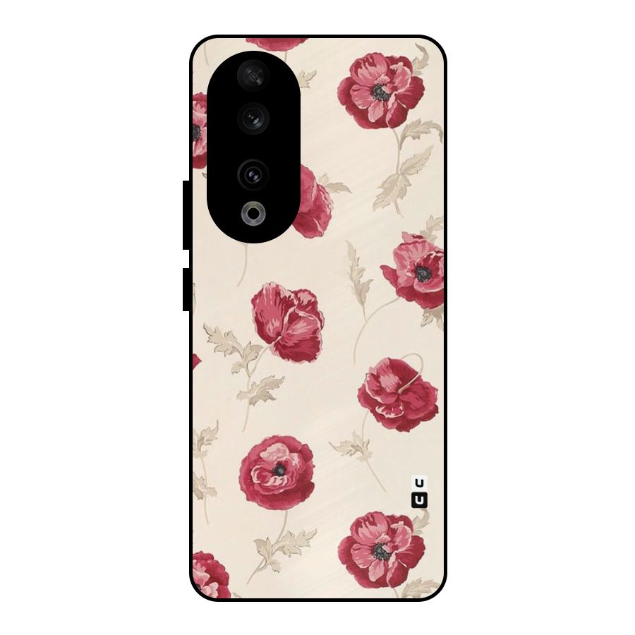 Red Rose Floral Art Metal Back Case for Honor 90