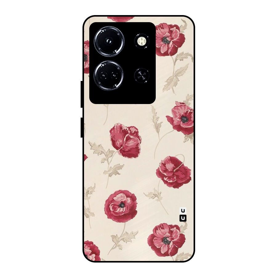 Red Rose Floral Art Metal Back Case for Infinix Note 30 5G