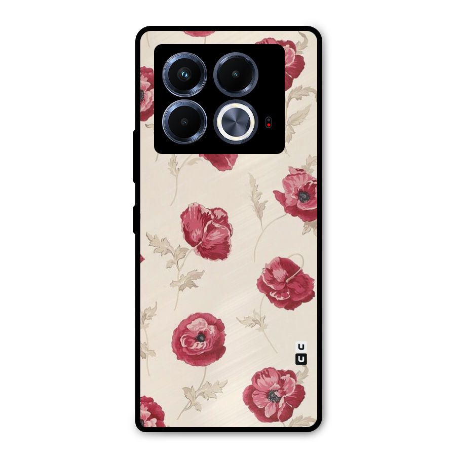 Red Rose Floral Art Metal Back Case for Infinix Note 40 5G