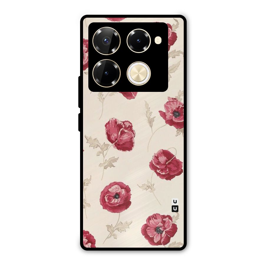 Red Rose Floral Art Metal Back Case for Infinix Note 40 Pro Plus