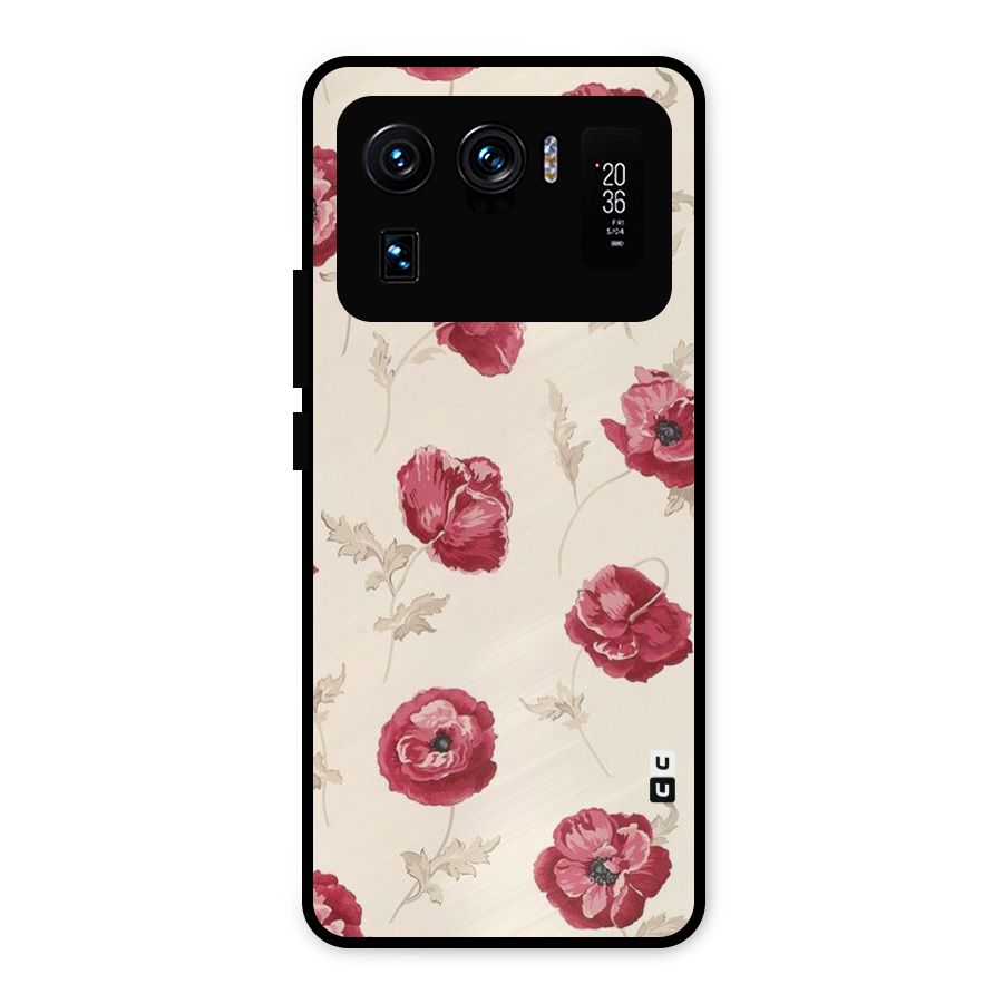 Red Rose Floral Art Metal Back Case for Mi 11 Ultra
