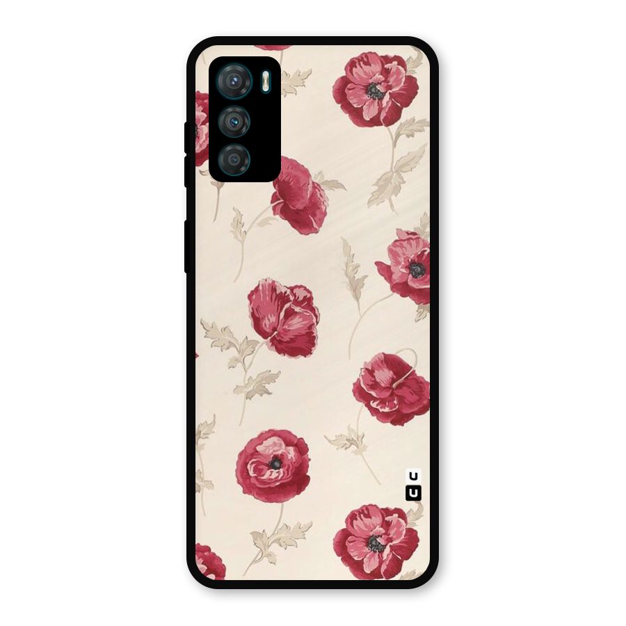 Red Rose Floral Art Metal Back Case for Moto G42