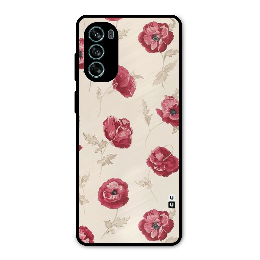 Red Rose Floral Art Metal Back Case for Moto G62