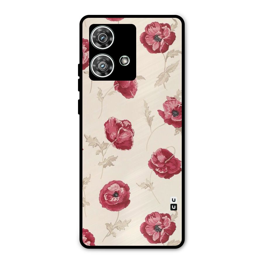 Red Rose Floral Art Metal Back Case for Motorola Edge 40 Neo