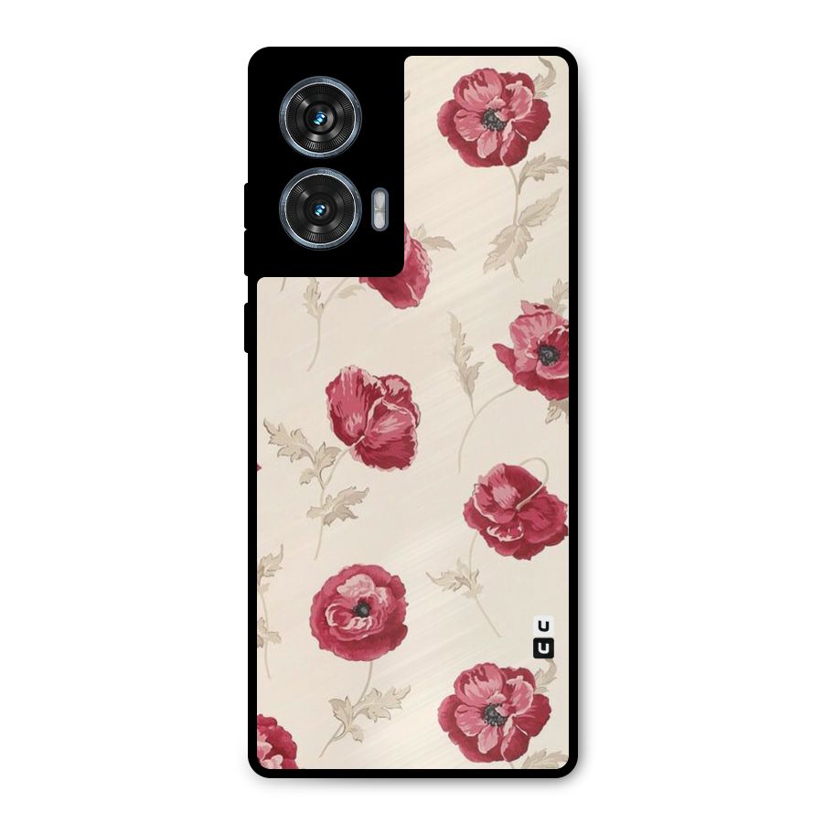 Red Rose Floral Art Metal Back Case for Motorola Edge 50 Fusion