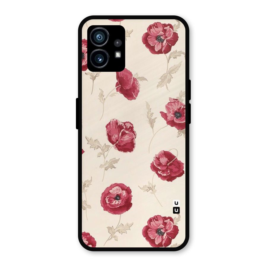 Red Rose Floral Art Metal Back Case for Nothing Phone 1