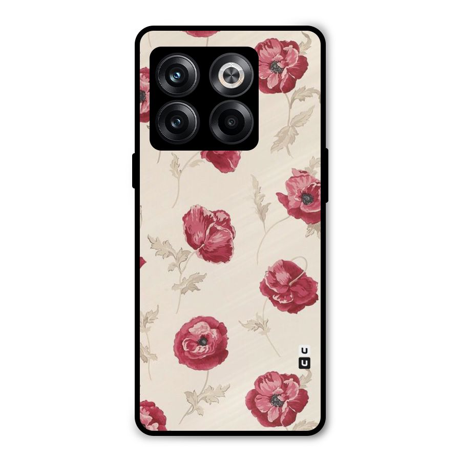 Red Rose Floral Art Metal Back Case for OnePlus 10T
