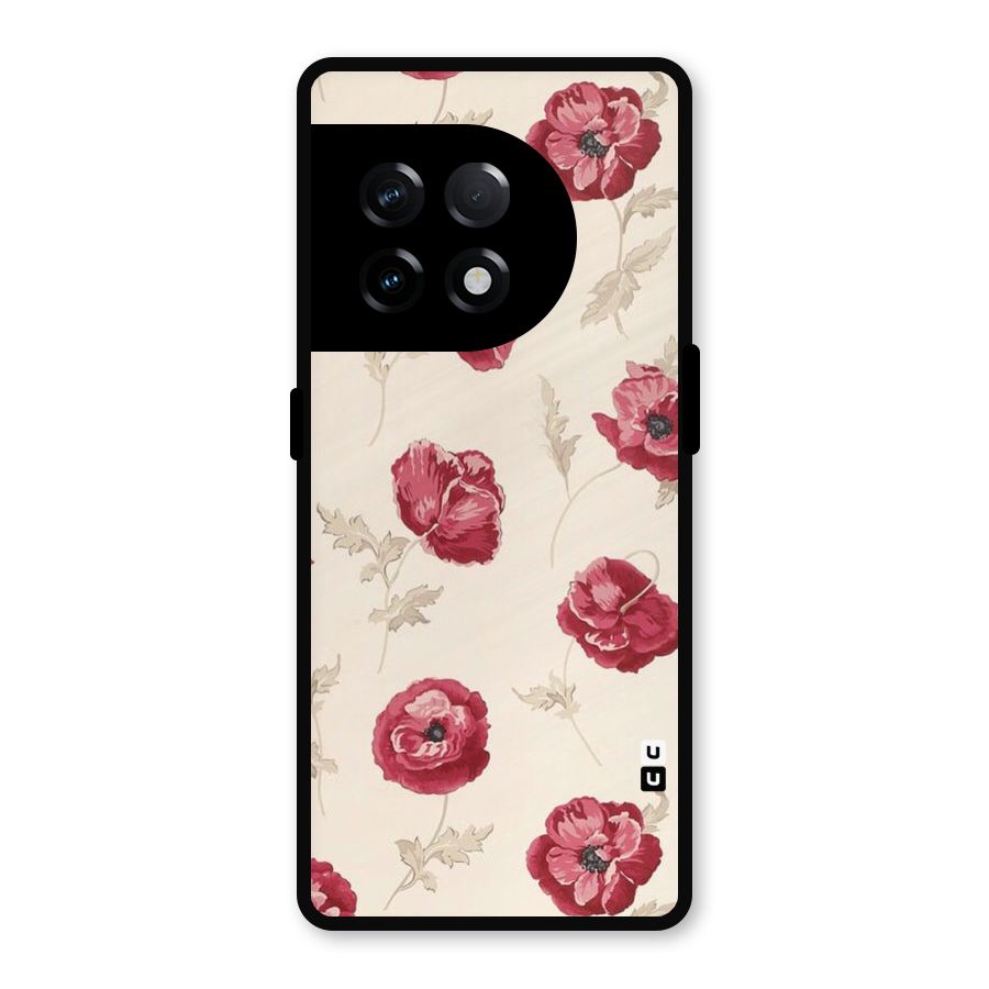 Red Rose Floral Art Metal Back Case for OnePlus 11R