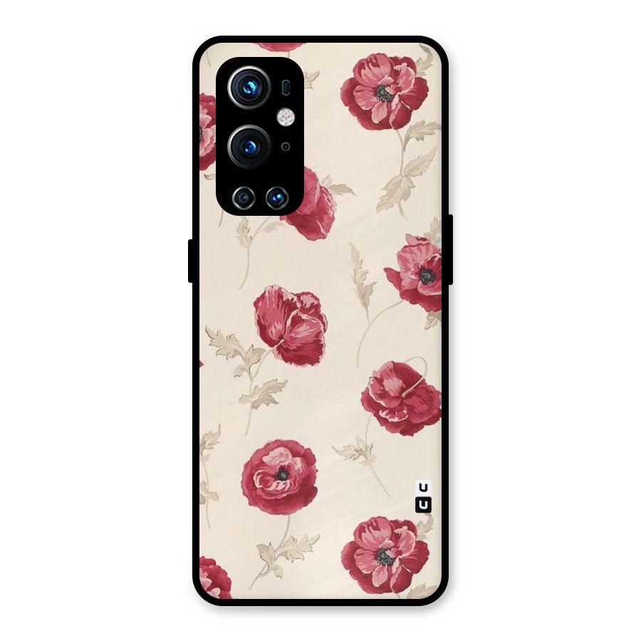 Red Rose Floral Art Metal Back Case for OnePlus 9 Pro