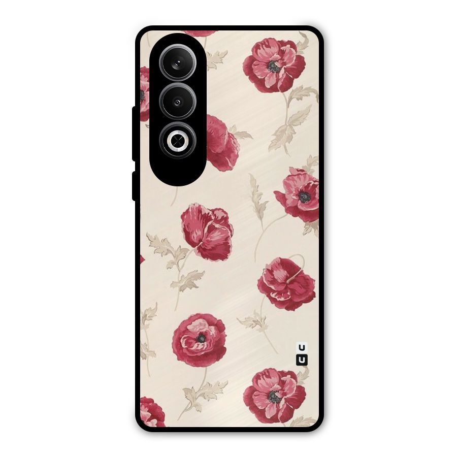 Red Rose Floral Art Metal Back Case for OnePlus Nord CE4