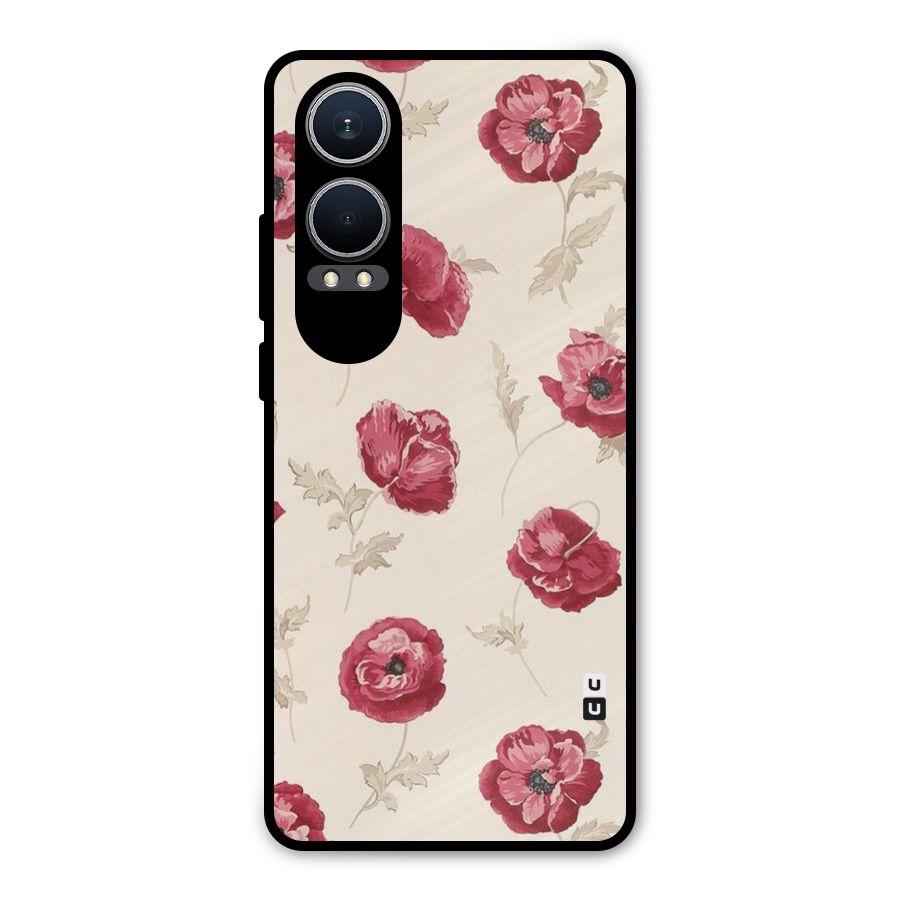 Red Rose Floral Art Metal Back Case for OnePlus Nord CE4 Lite