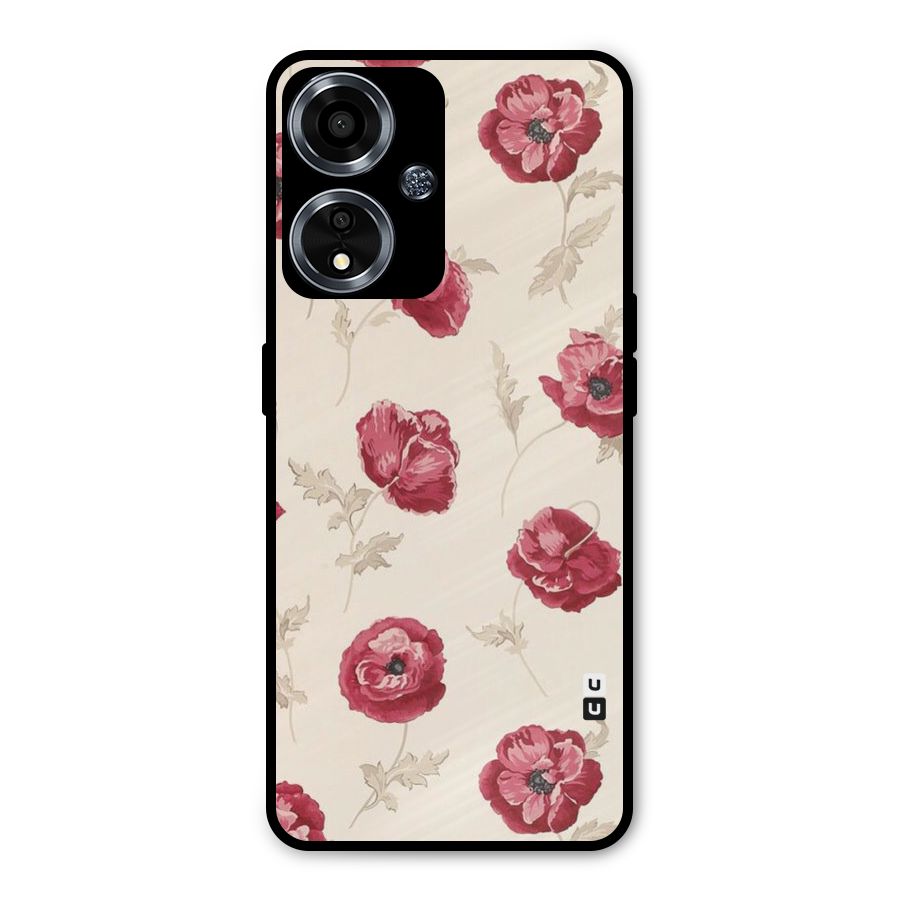 Red Rose Floral Art Metal Back Case for Oppo A59