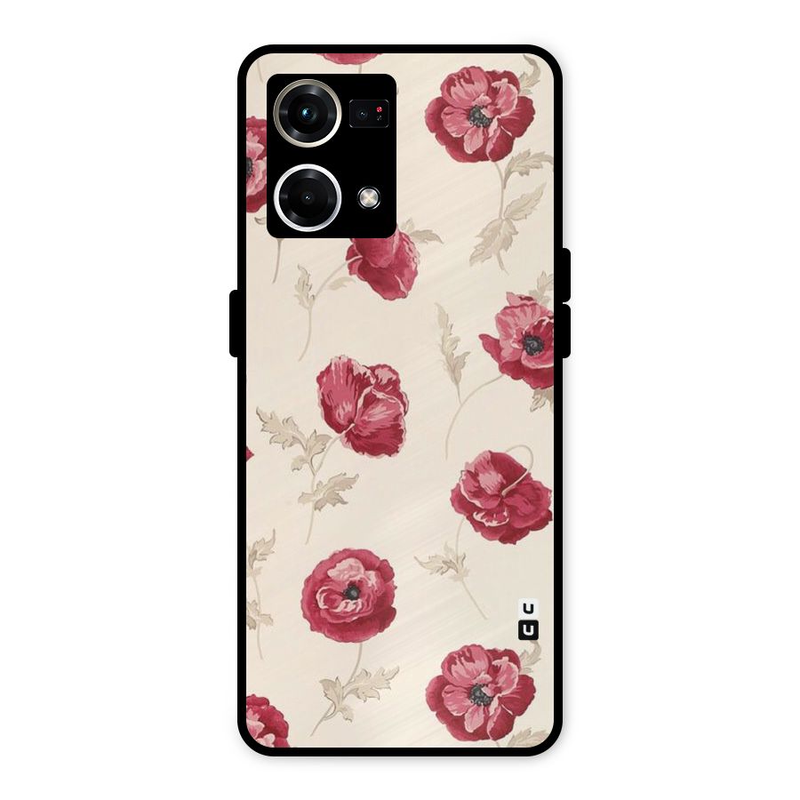 Red Rose Floral Art Metal Back Case for Oppo F21 Pro 4G