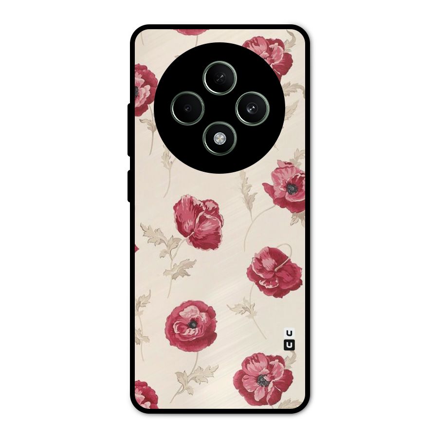Red Rose Floral Art Metal Back Case for Oppo F27