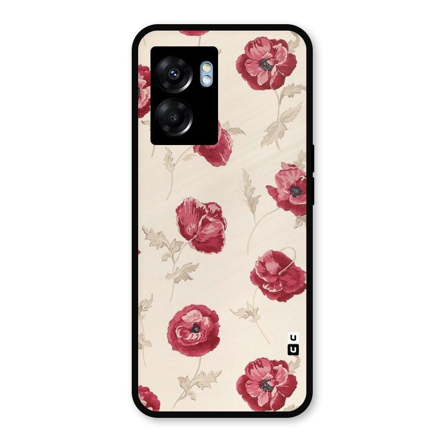 Red Rose Floral Art Metal Back Case for Oppo K10 (5G)