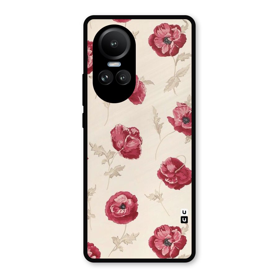 Red Rose Floral Art Metal Back Case for Oppo Reno10