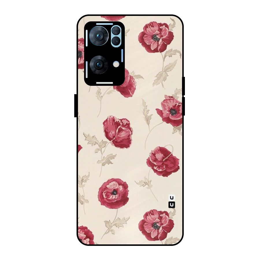 Red Rose Floral Art Metal Back Case for Oppo Reno7 Pro 5G