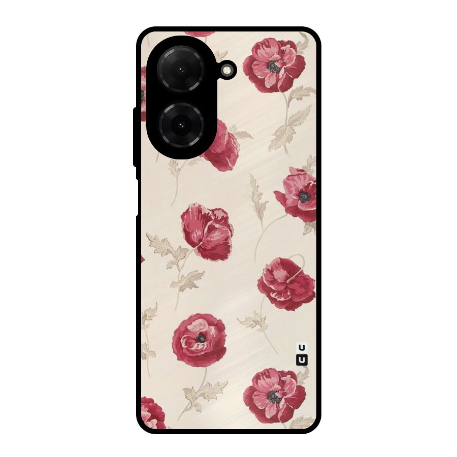 Red Rose Floral Art Metal Back Case for Poco C71