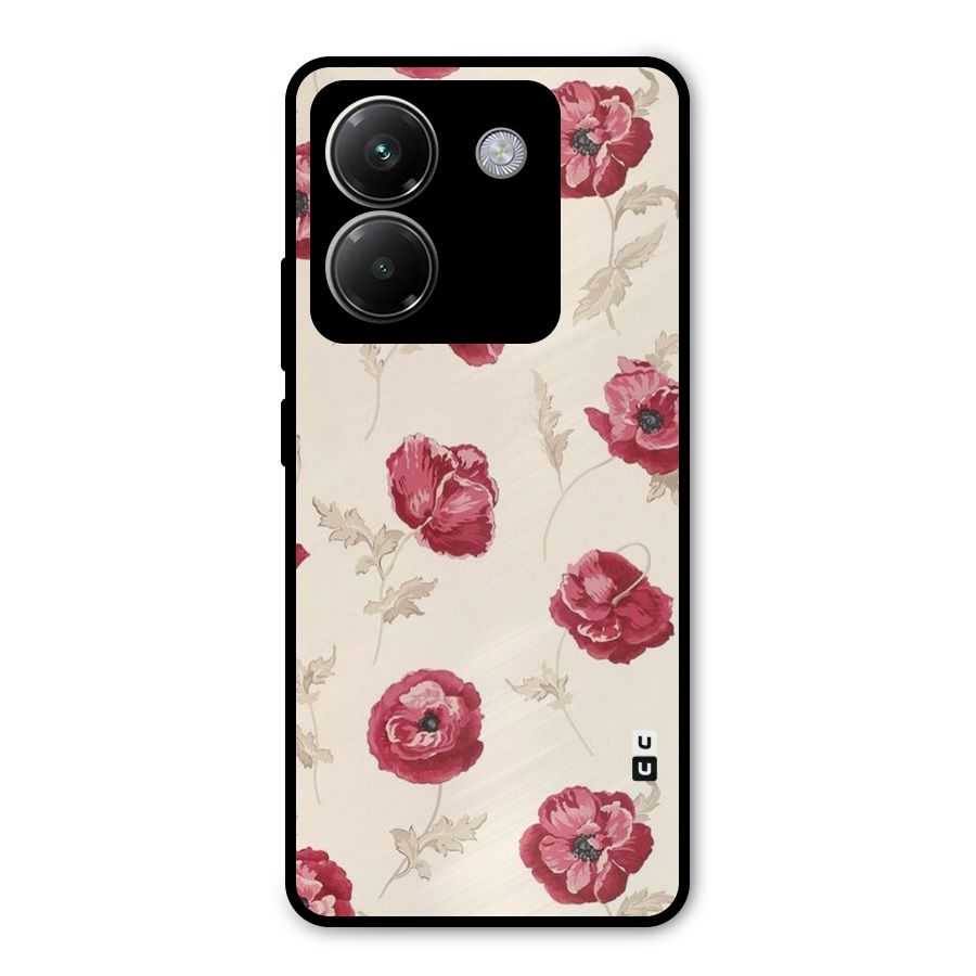 Red Rose Floral Art Metal Back Case for Poco M7 Pro 5G