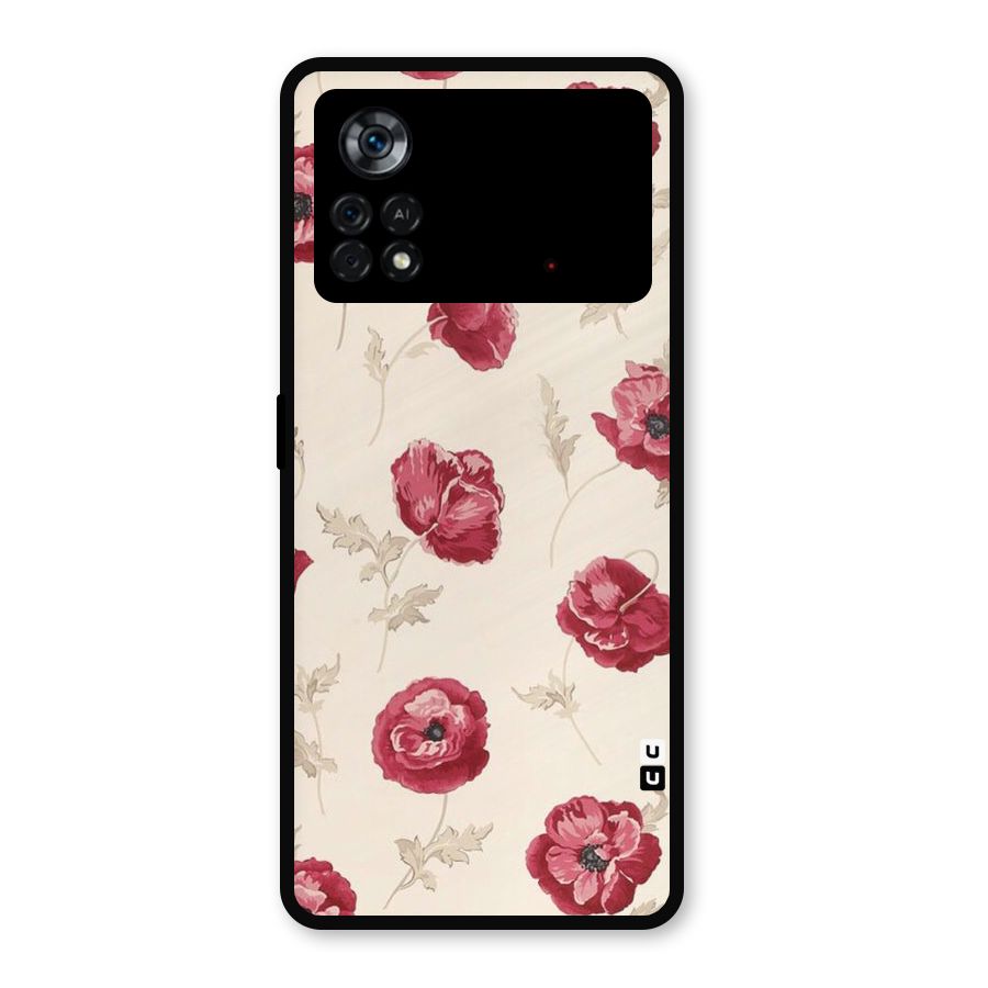 Red Rose Floral Art Metal Back Case for Poco X4 Pro 5G