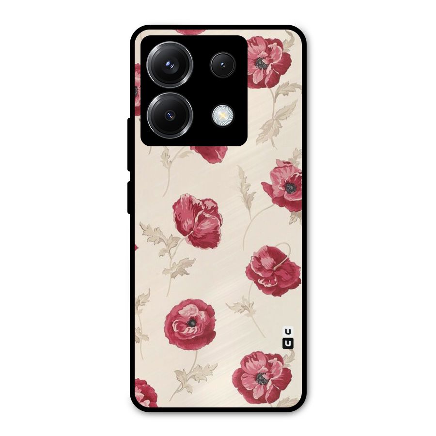 Red Rose Floral Art Metal Back Case for Poco X6