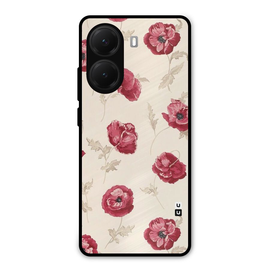 Red Rose Floral Art Metal Back Case for Poco X7 Pro