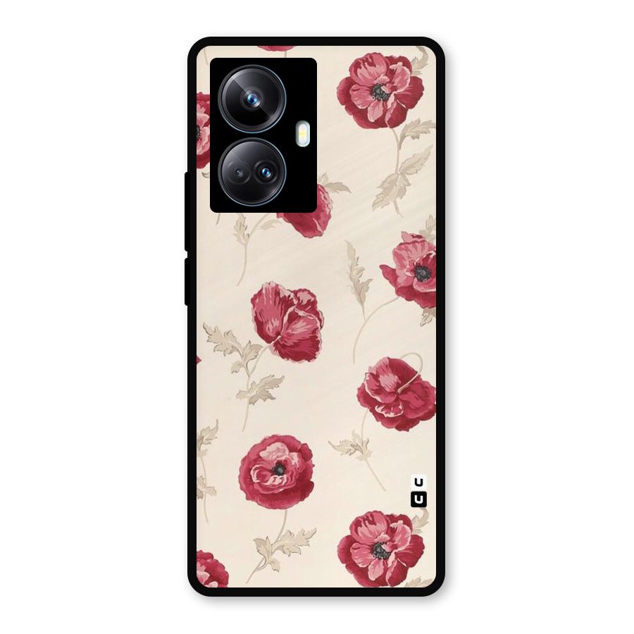 Red Rose Floral Art Metal Back Case for Realme 10 Pro Plus
