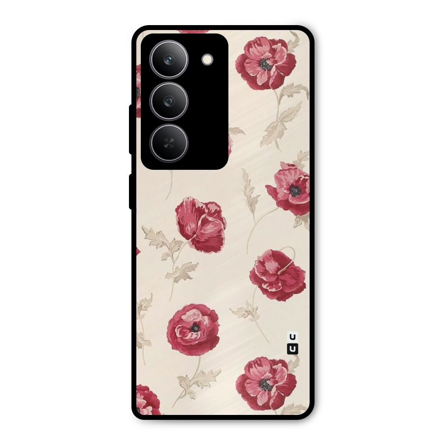 Red Rose Floral Art Metal Back Case for Realme 14x