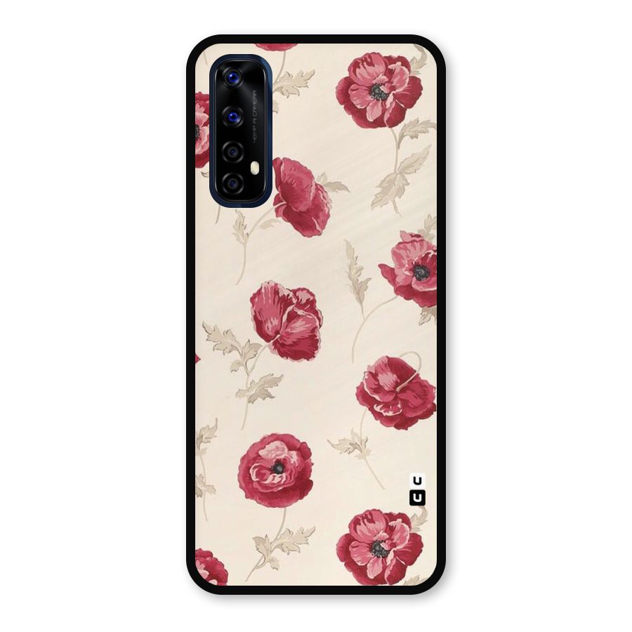 Red Rose Floral Art Metal Back Case for Realme 7